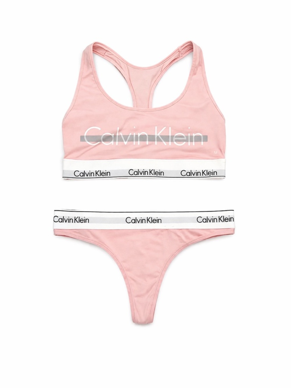 Calvin Klein Light Pink Logo Racerback Bralette & Thong Set